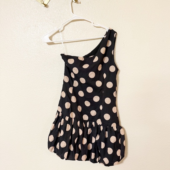 SNDYS x REVOLVE Briella One Shoulder Polka Dot Bubble Hem Mini Dress size Medium - Picture 4 of 9